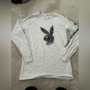 PLAYBOY White Cotton Shirt with Bunny Logo